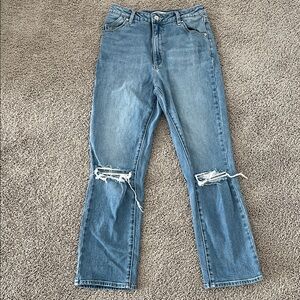 ROLLA'S Light Blue Original High Rise Straight Distressed Denim|Size 28